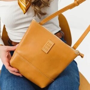 Point Lane Tan Leather Crossbody Bag